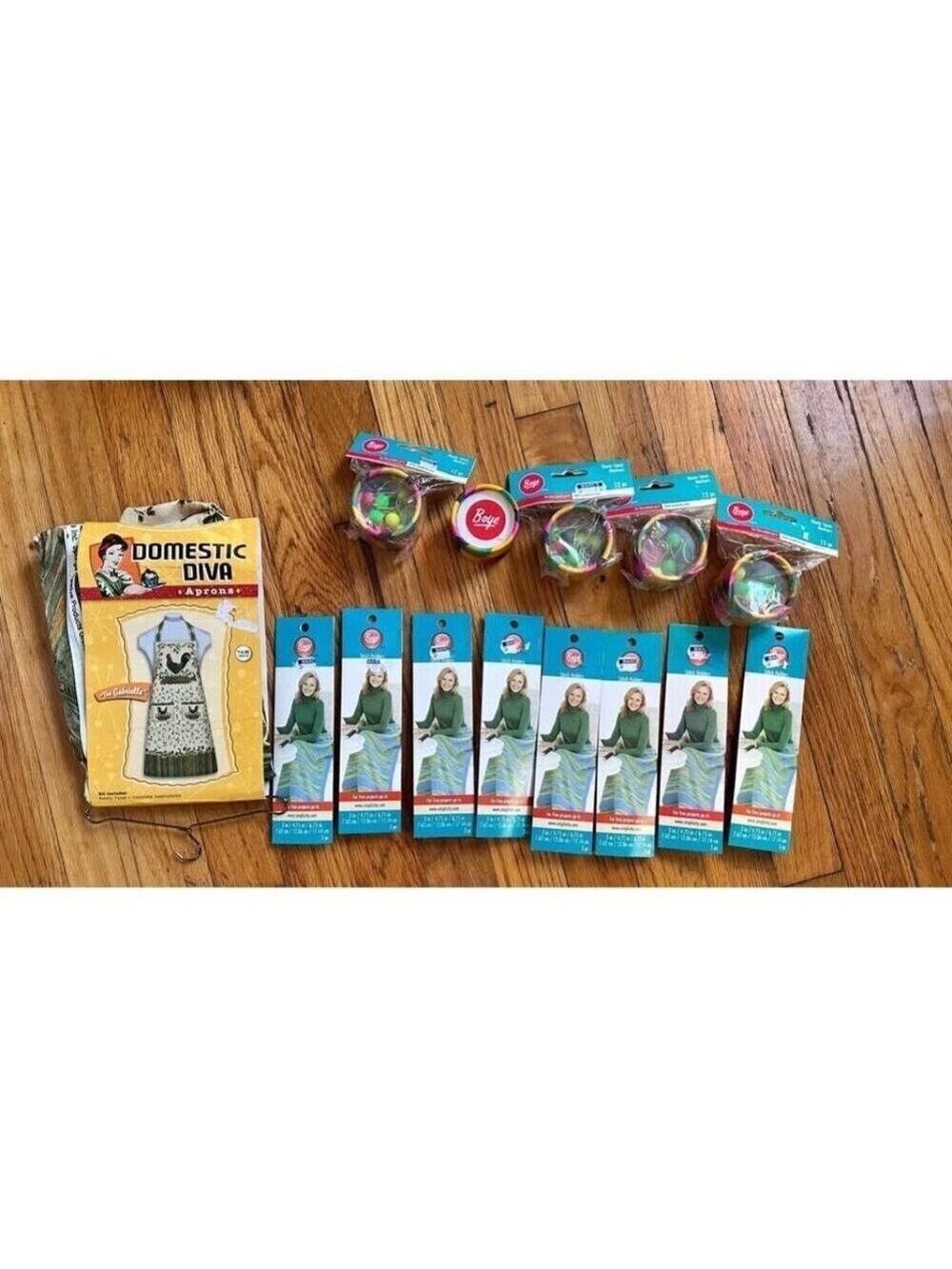 Craft Lot Boye Stitch Holders & Markers + Domestic Diva Apron Kit - Bundle Lot